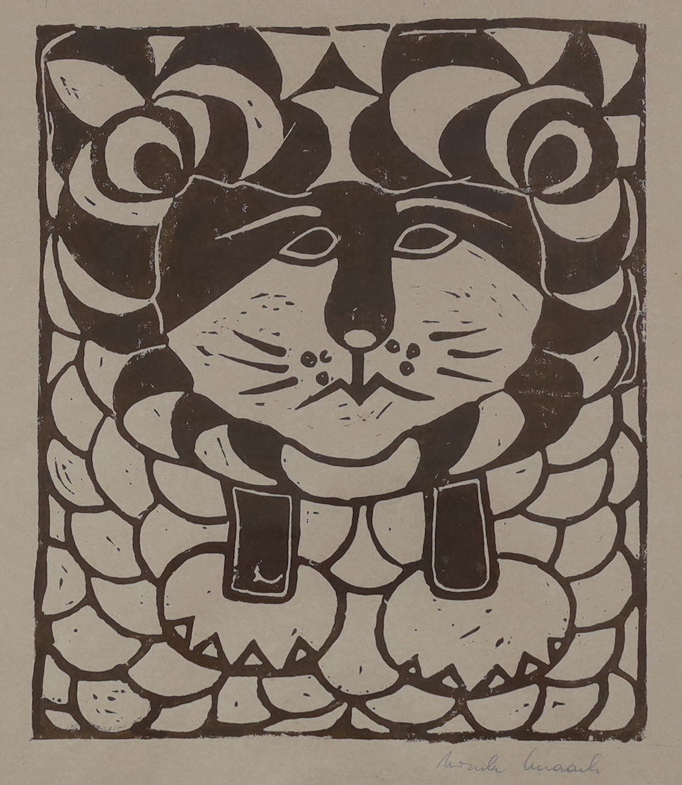 Ursula ..., two woodcuts, Cat and Owl, signed in pencil, 34 x 30cm